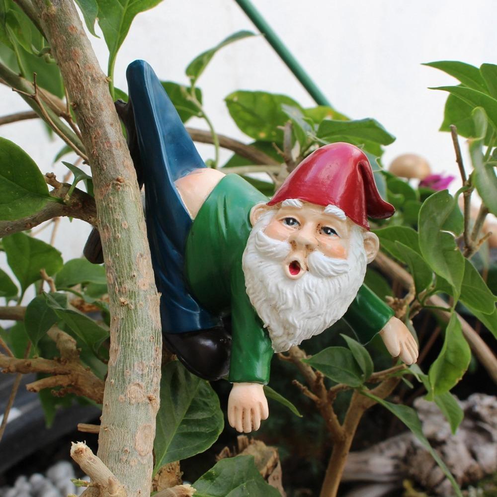 Funny Mini Gnome Hanging Statue Cartoon Dwarf Miniature Sculpture  Flowerpot Decoration