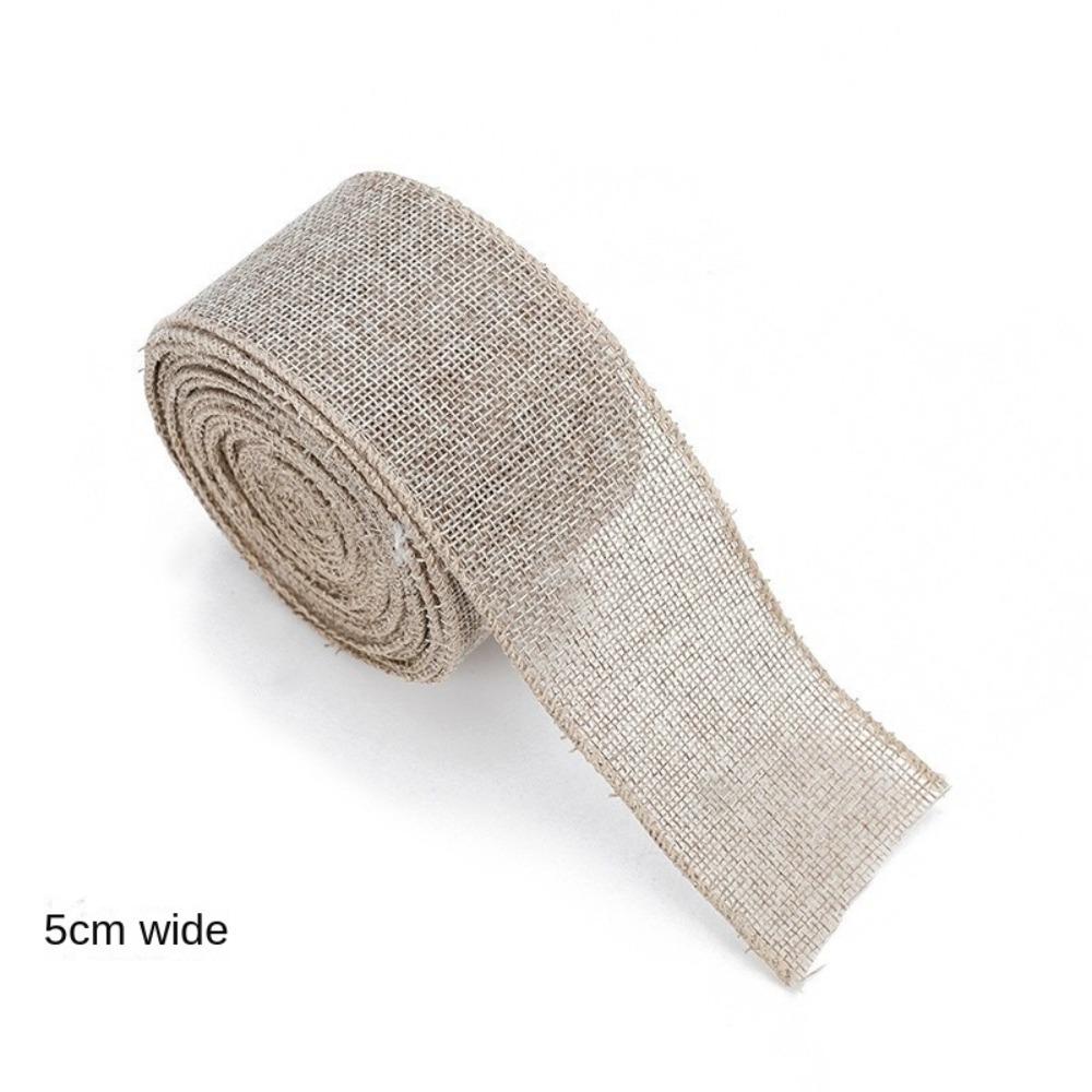 2m Christmas Ribbon DIY Lmitation Linen Fabric Swirl Ribbon Christmas Tree Ribbon Plaid Bow Snowflake Burlap Ribbon