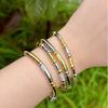 Fashion Light Luxury Simple Diamond-Encrusted Bamboo Gold And Silver Contrasting Color Elastic Beaded Bracelet Women'S Daily Wear