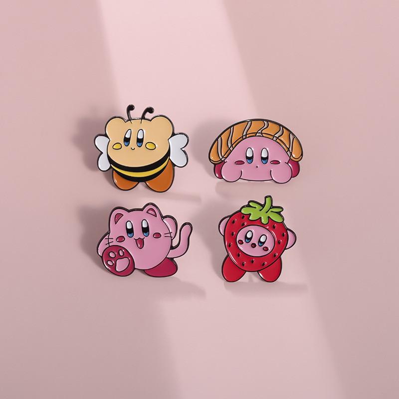 Bee Cartoon Creative Design Metal Badge Unique Kirby Inspired Pin For Collectors