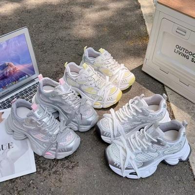 Mesh Shoes New Fashion Casual Sports Shoes Trendy Women's Shoes Thick Sole Color Matching Hollow Breathable Summer