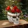 MOC Skull Roses Bouquet BricksSkeleton Flowers Plant Pot Blocks Horror Gothic Home Decor Bricks Toys for Adult DIY Gift
