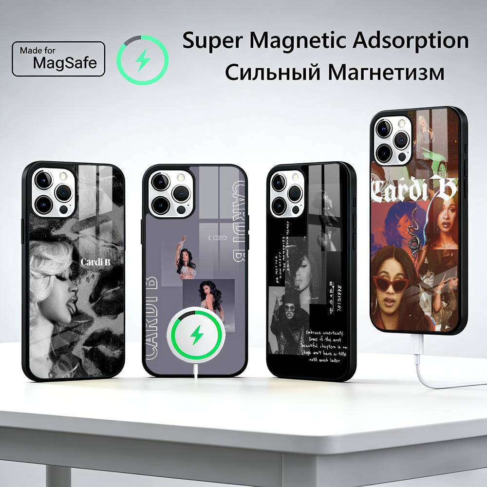 Hip Hop C-Cardi B Phone Case For iPhone17,16,15,14,13,12,11 Plus,Pro Max, New Magnetic Wireless Charging