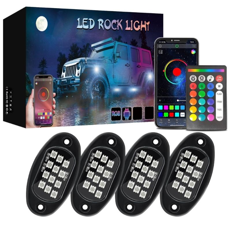 

Set of 4 Eye Catching LED Lights Colorful Undercarriage Lights Multicolor Underglow Lights Durable for Your Vehicle