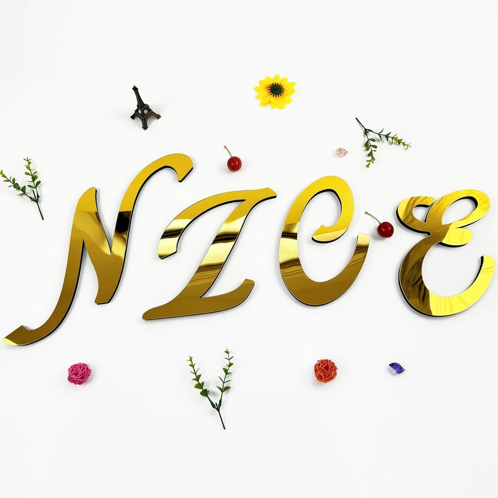 English Letters Acrylic Mirror Surface Wall Sticker 3D Alphabet Poster Bedroom Festival Party Decoration DIY Art Mural
