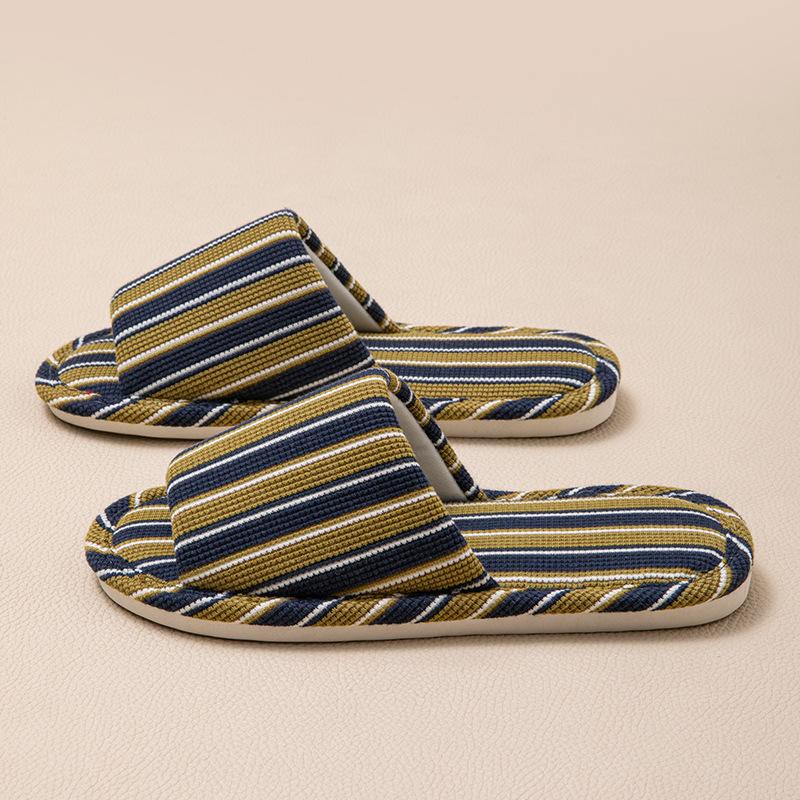Stripe Platform Women Slippers Home Spring Summer Linen Flexible Shoes Girls Casual Indoor Slides Couple Soft Non-Slip Silent