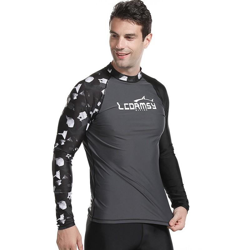 Mens UV Protection Rash Guard Long Sleeve Swim Shirt Quick Dry Surfing Diving Wetsuit Water Sports