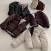 Women's Short Light and Thin Cotton Clothes Without Headseam Autumn and Winter Daily Round Neck Warm Cotton-padded Jacket