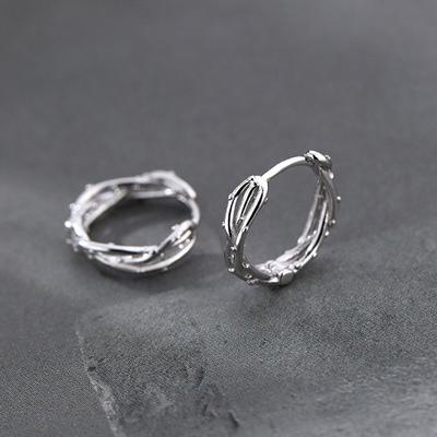 PONYKISS Sterling Silber Disteln und Dornen Kreuz Runde Creolen für Damen Party Minimalistisch Trendig Feine