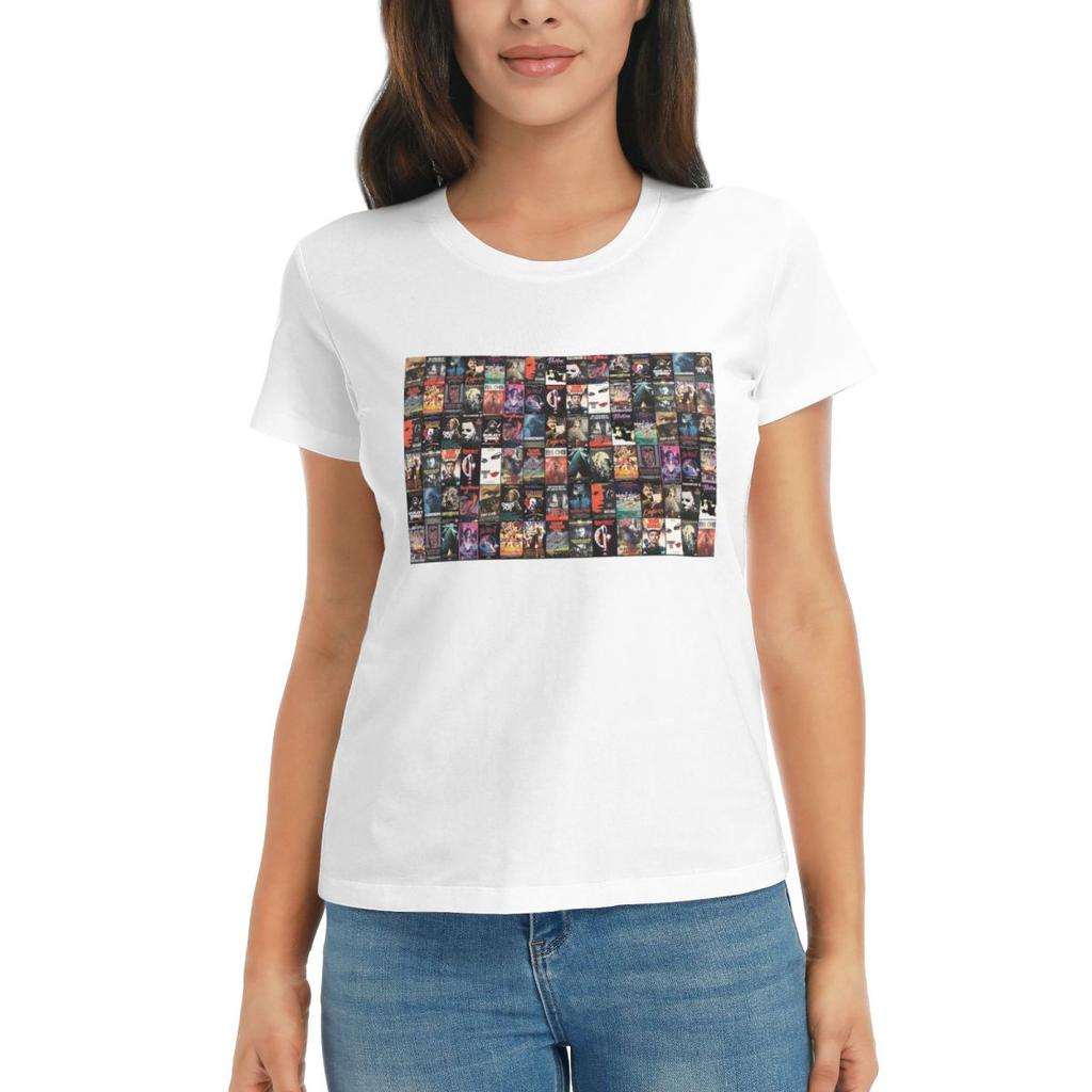 Women TShirt RETRO HORROR VHS ARTWORK 1988 Summer Short Sleeve Tees Round Neck Cotton T Shirts Clothes Tops Streetwear