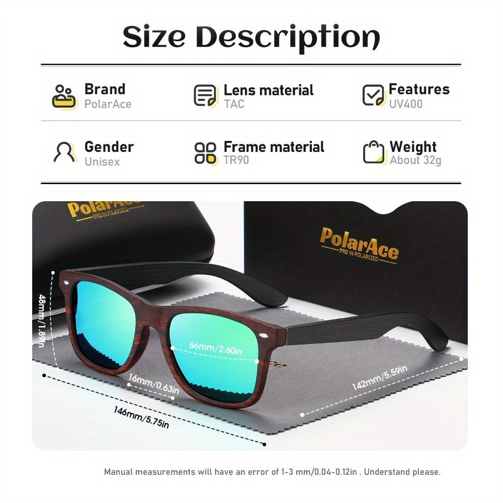 PolarAce Unisex Stilvolle Umweltfreundliche Bambusholz Outdoor Reise Holz Polarisierte Sonnenbrille, UV400