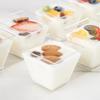 2OZ Square Dessert Cup Disposable Transparent Mousse Cup with Spoon Party Holiday Wedding Dessert Pudding Jelly Ice Cream Bowl