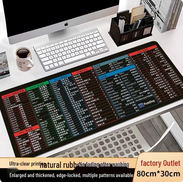

Oversized Desk Pad with Shortcut Keys, Wrist Rest, Edge-Locking for Office and CAD Use