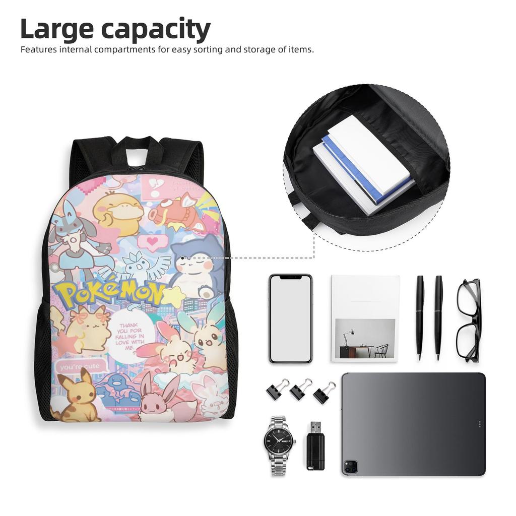 Pokemon Backpacks Daypack Summer Vibes mochila Hiking Sturdy Shoulder Rucksack