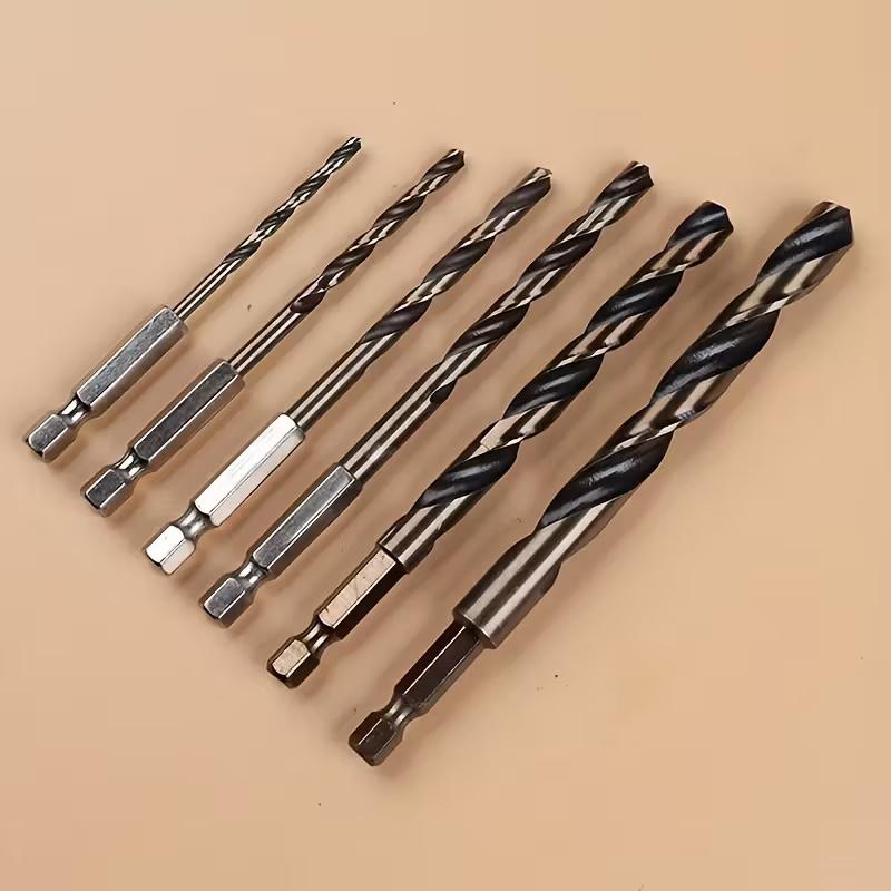 

Professional 6 Piece HSS Coated Drill Bit Set with 1/4 Hex Shank Perfect for Cordless Screwdrivers and Various Materials