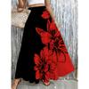 A Ladies' Skirt Adorned with a Striking Floral Design And Pockets, Perfect for The Beach, Garden, Festivals, And Casual Outings