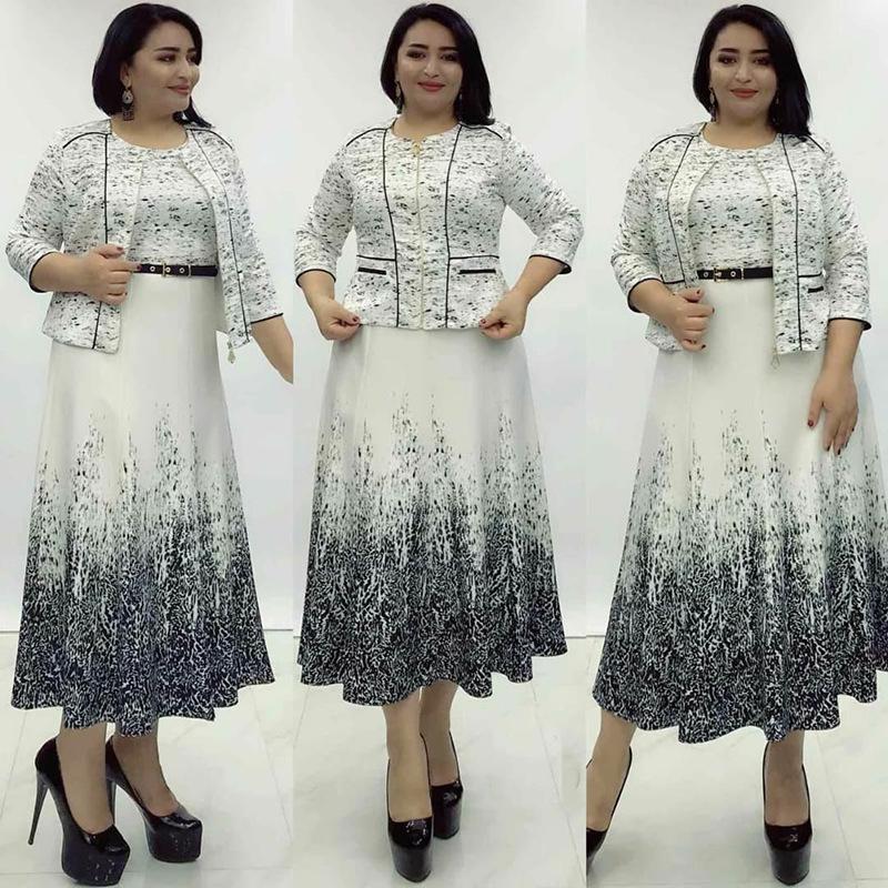 

Женский формальный ансамбль: Трансграничная африканская, европейская и американская мода, приталенное платье с элегантной верхней одеждой Triple Extra Large