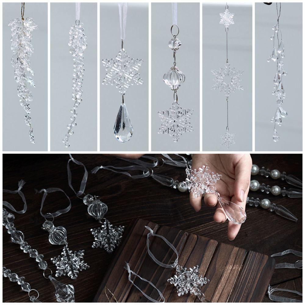 Transparent Christmas Hanging Pendants Snow Beads Star Xmas Tree Embellishment  Christmas
