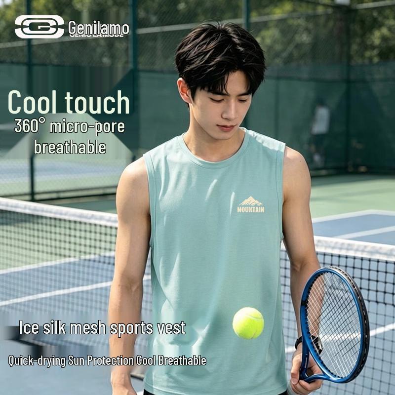 GENIOLAMODE Men s Summer Quick-Dry Mesh Vest L