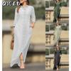 Women's Fashion Summer Spring Solid Color Print POLO Neck Long Sleeve Casual Dresses