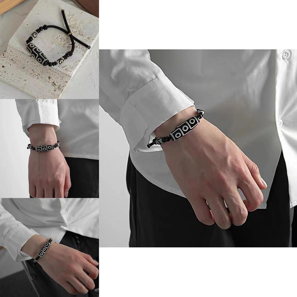 Etnisk Agat Keramisk Dzi Pärlarmband För Män Och Kvinnor Konstnärlig Design