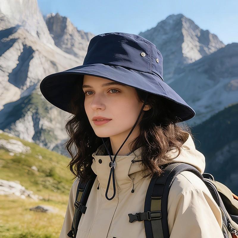 Outdoor Wide Brim Sun Hat With Adjustable Fit For Hiking And Camping
