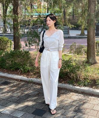 TTUDEMENT Relaxed Wide Pants_White
