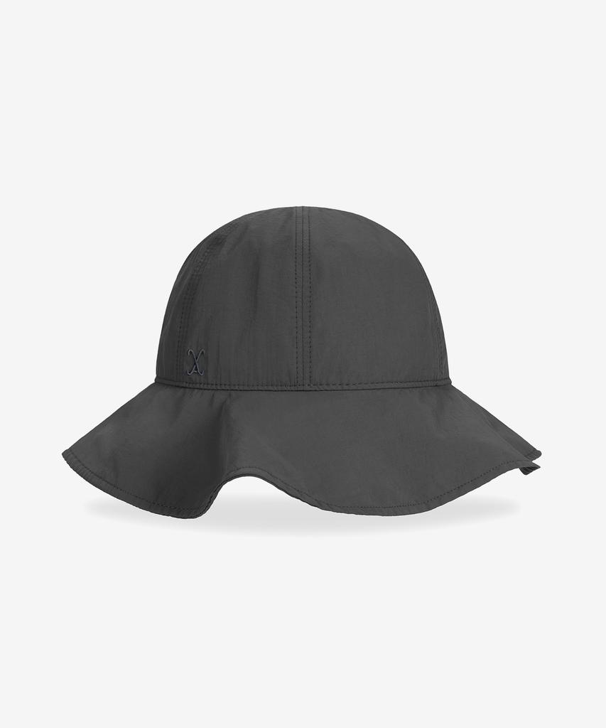 Bajal Va Curved Logo Round Frill Bucket Hat Charcoal