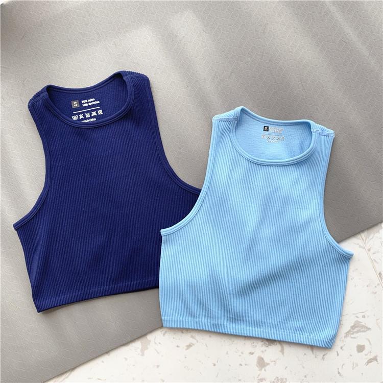 O-Ausschnitt Einfarbiges Crop-Top Damen Einfarbige Basic-T-Shirts Weste Nahtlos Streetwear Elastisches Gestrick Ärmellos Lässige Tanktops Damen