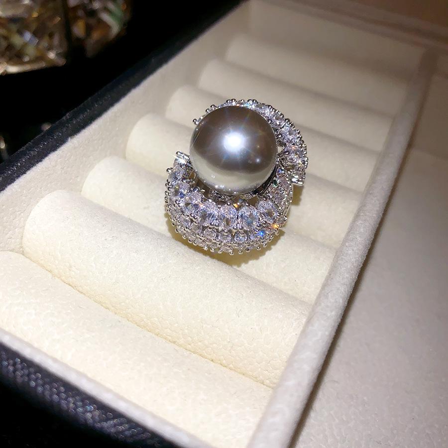 

Перлове кругле відкрите кільце вишукане супер блискуче кільце французька легка розкіш темпераментні ювелірні вироби жіночі