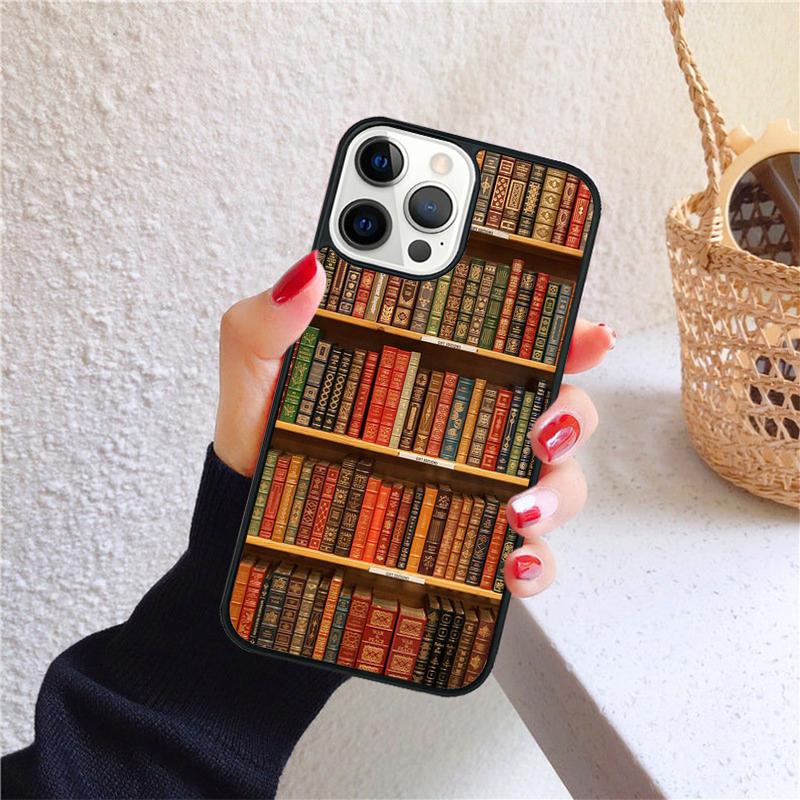 Vintage Book Library Book Shelf Phone Case for iPhone 17 Air 16 15 14 12 13 PLUS 11 PRO MAX Cover Fundas Shell