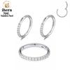 1/10/50PCS Stainless Steel Zircon Hinged Segment Nose Septum Clicker Ring Round Earrings Hoops Ear Tragus Helix Piercing Jewelry