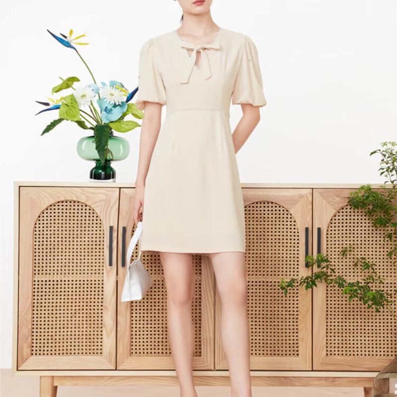 Jiu Zi Anna Kou Fashion Commuter Puff Sleeve Acetate Midi Dress