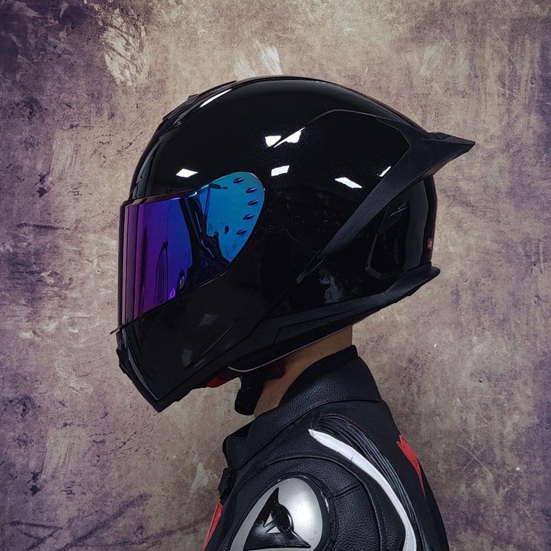 Certified Men's Bluetooth Full-Face Motorcycle Helmet with Trendy Horns for All Seasons.
