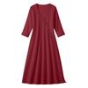 Women’s Elegant Long Sleeve V Neck Maxi Dress Bohemian Style Vacation Wear with Button Loose Fit