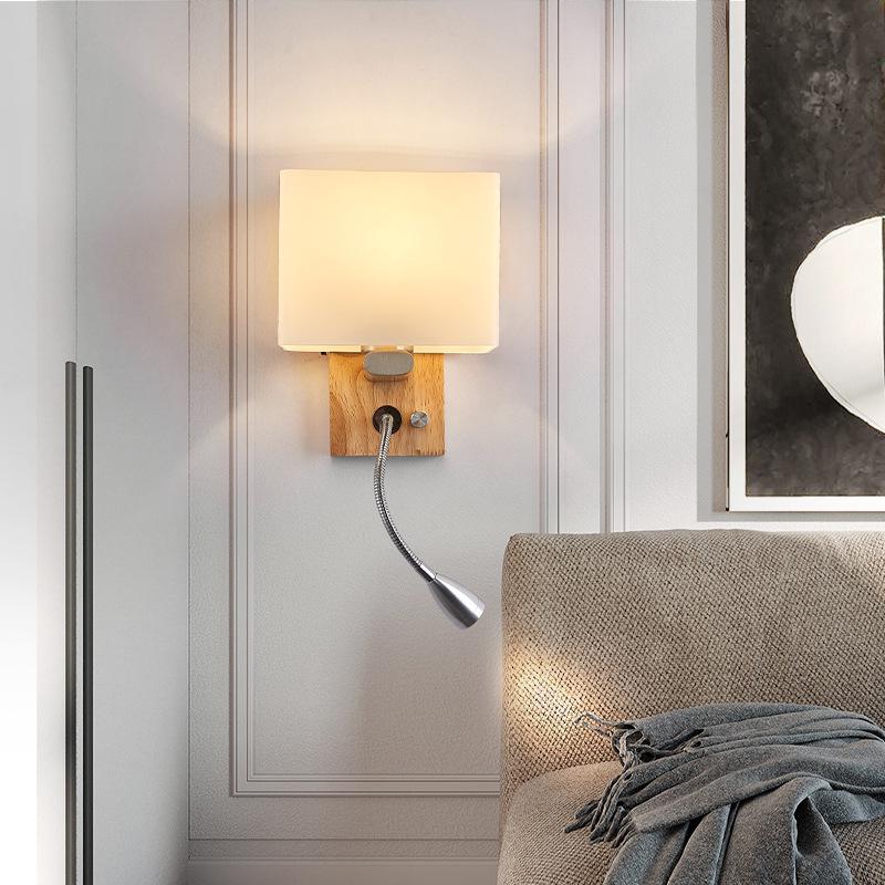 European LED Wall Lamp: Wooden Craft Bedside Light for Hotel or Bedroom
