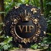 Vintage Metal Wall Poster Round 8x8 Black Gold Floral Crown for Living Room