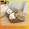 Cute Cartoon Kitten Bag Head Half Slippers Women's Outer Wear 2025 Spring and Summer New Niche Flat Bottom Round Head Slippers Women