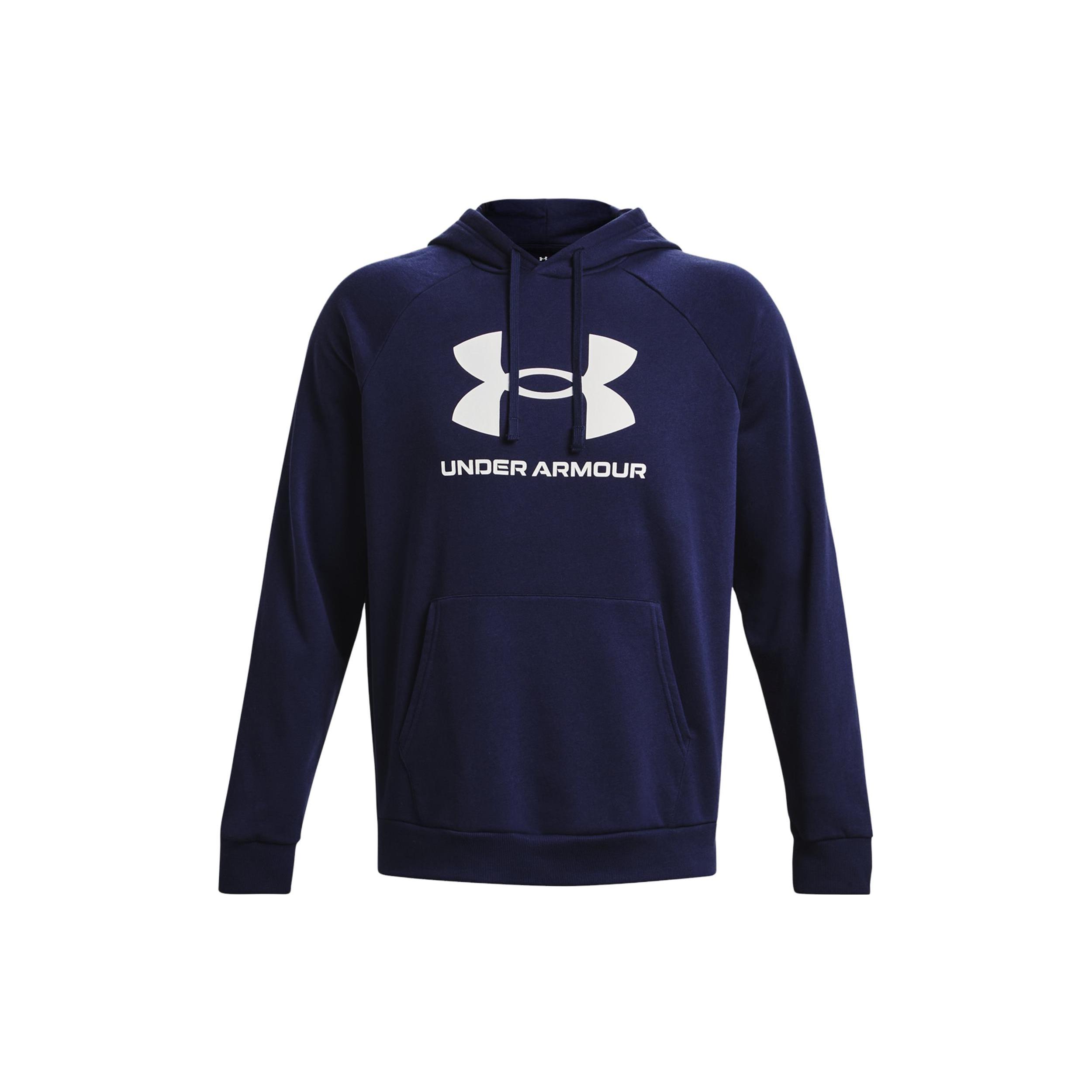 Мужская толстовка с капюшоном Under Armour Rival Fleece, темно-синяя, умеренно свободная, 1379758-410 XL