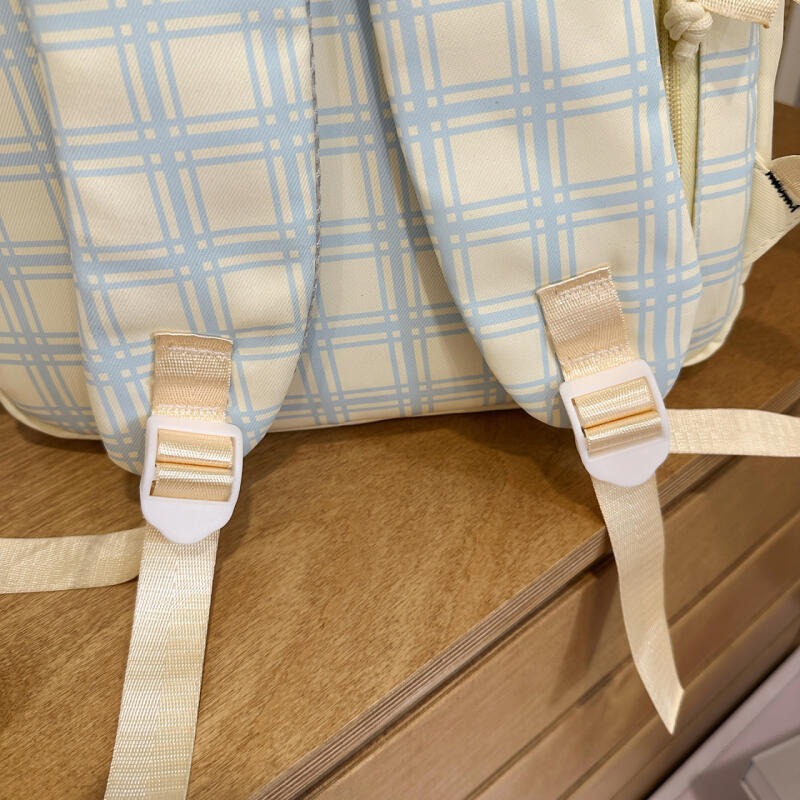 Trendy Plaid Nylon Backpack – Stylish & Durable School Bag for Women, Men, and Teens
