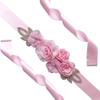 Rose Flower Faux Pearl Rhinestone Women Bride Dress Belt Girdle Waist Band Decor