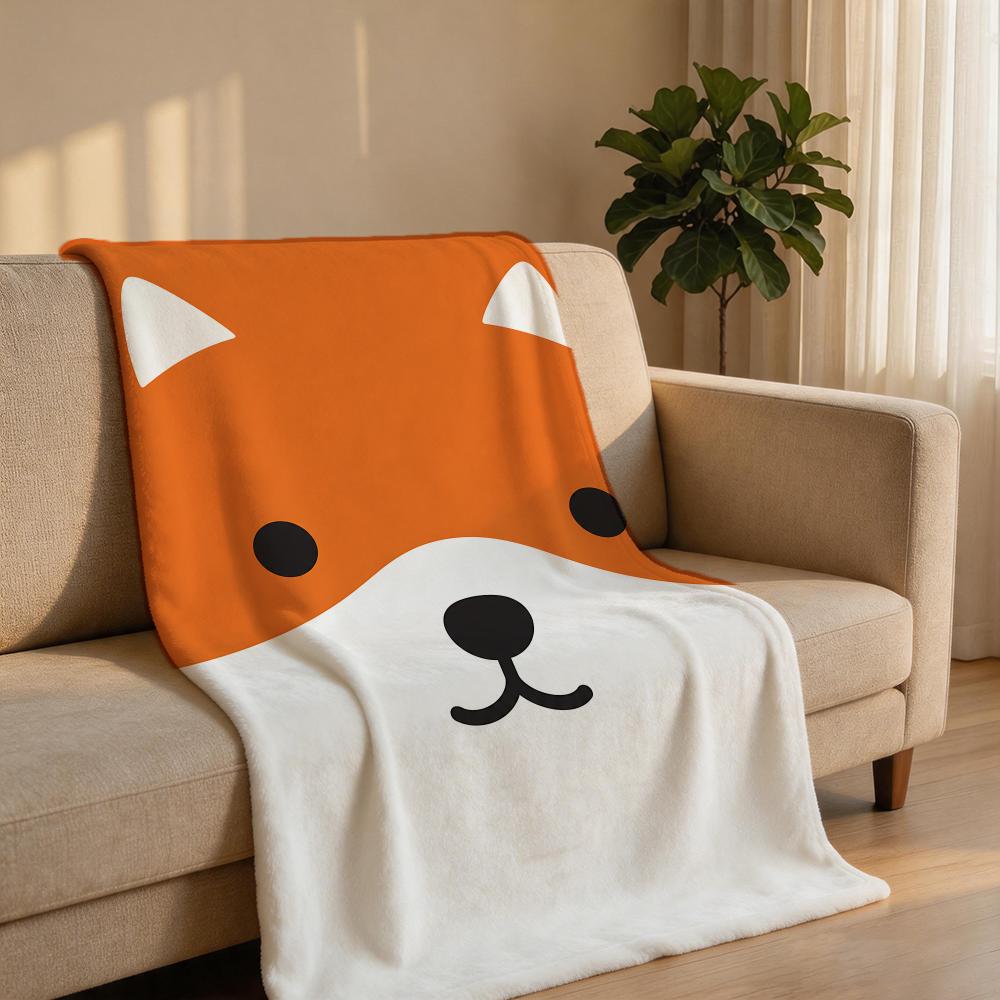 MinimalCartoonPetFace Throw Short Plush Throw Blanket Soft Skin-Friendly Multi-Scene Home Office