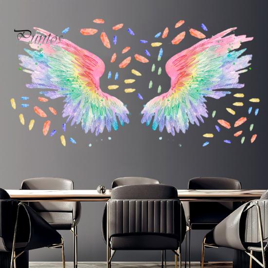 Wall Sticker Vibrant Color Angel Wings Wall Art Decal Creative Removable Sticker for Home Decoration