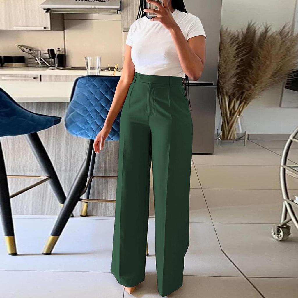 Lässige, formelle Hose mit hoher Taille und weitem Bein, gerade, drapiert, für Damen