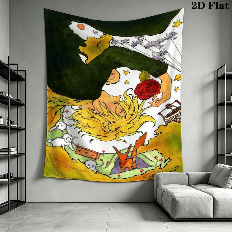 Little Prince Hush Wall Hanging Printed Fabric Blanket Decorative Tapestries for Bedroom Living Room Home Decor