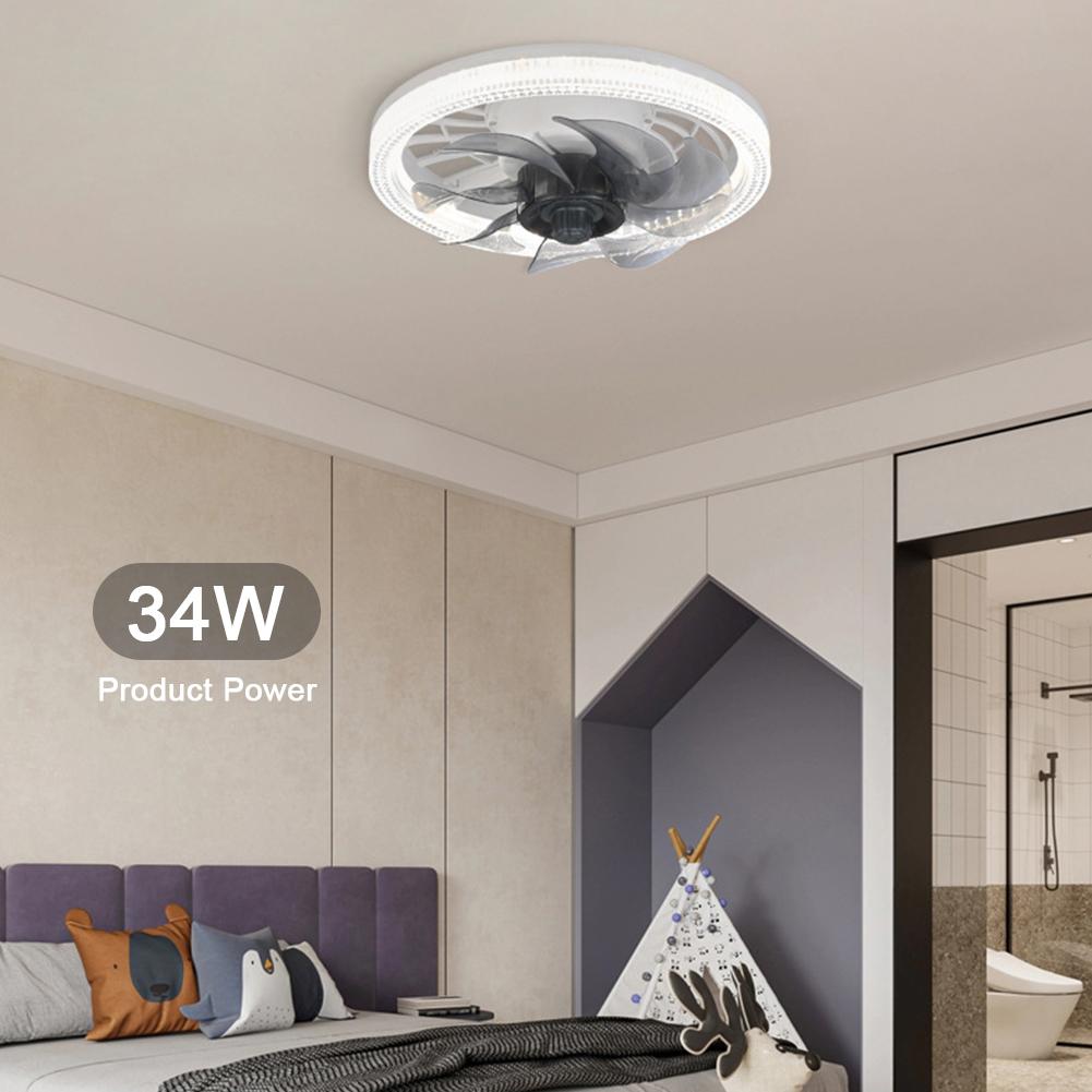 

Ceiling Fan Light 4 Speeds Smart Silent Ceiling Fan Light with Converter Extender AC 85V-265V for Living Room Study Room Kitchen белый
