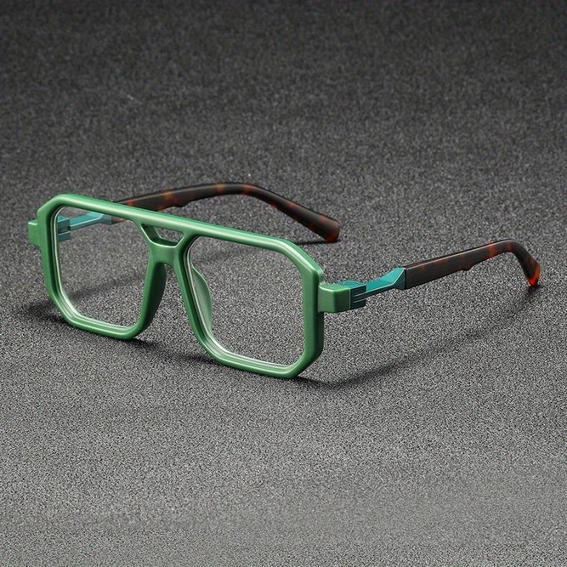 3pcs Men's Glasses,Square Frame with Double Bridges,Simple,Vintage,Literary, Fashionable,Trendy,Polygonal,Suitable for Daily Decorative Wear