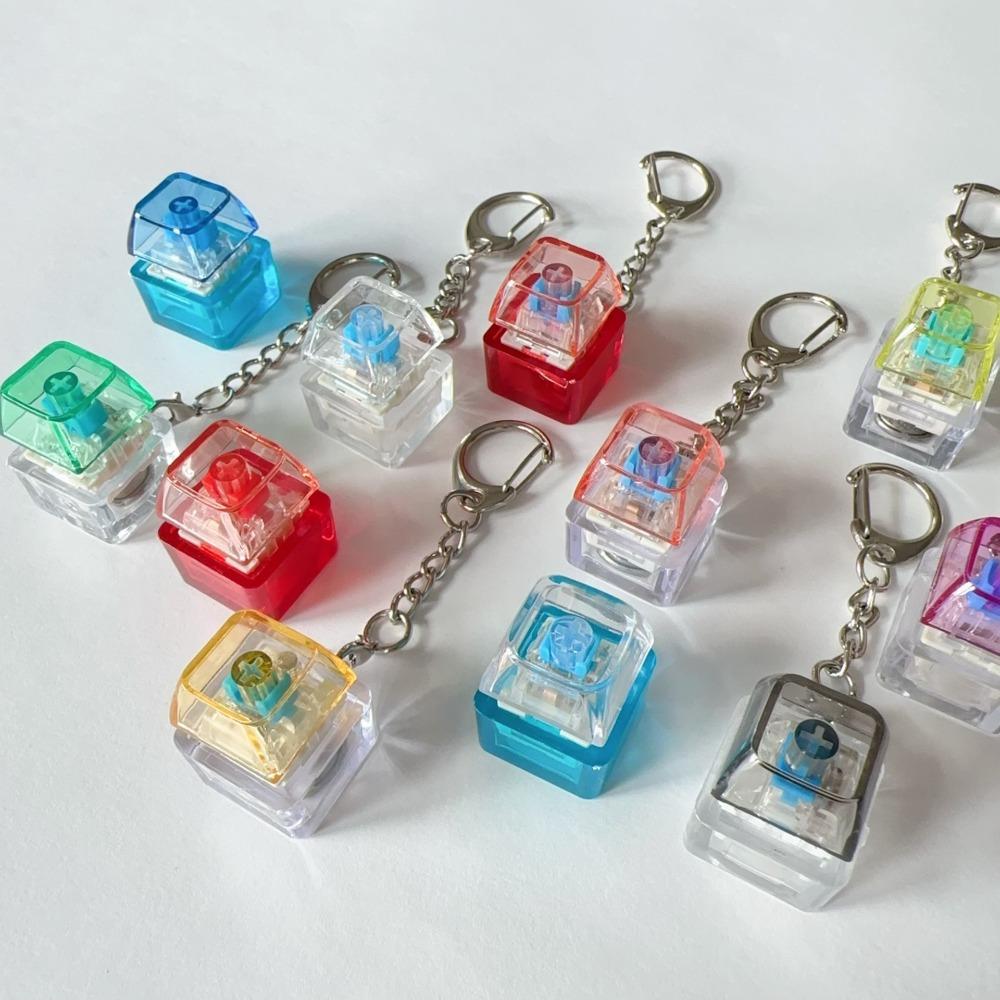 New Diy Keyboard Fidget Keychain With Light Keys Button Finger Keyboard Caps Keycap Relief Stress Pinch Toy Clicker Toy