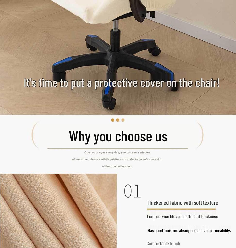 Funda para Silla Gaming de Terciopelo Zorro Plateado - Ajuste Elástico Universal para las Cuatro Estaciones con Protección para Reposabrazos