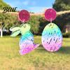 Acrylic Earrings Easter Bunny for Women Glittery and Colorful Rabbit